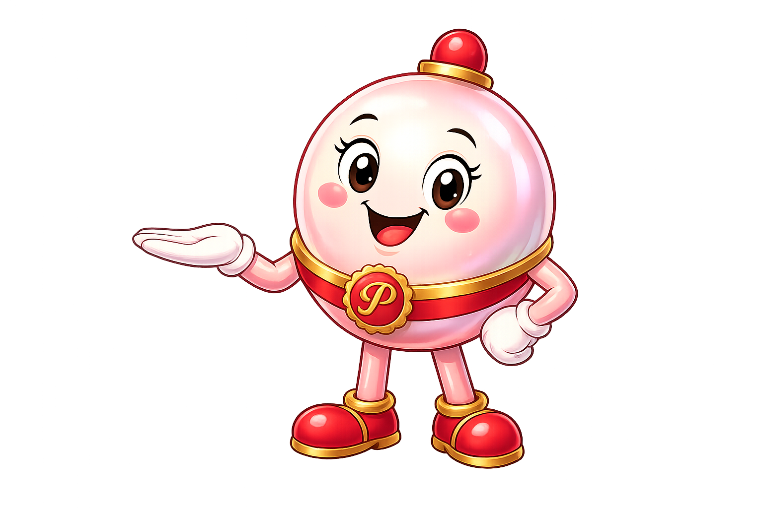 Pearl mascot waving hello